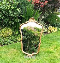 Extremely Pretty Mid Size Gold Framed Vintage French Mirror Louis XV Style