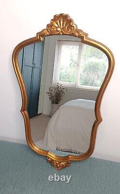 Extremely Pretty Mid Size Gold Framed Vintage French Mirror Louis XV Style