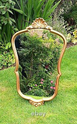 Extremely Pretty Mid Size Gold Framed Vintage French Mirror Louis XV Style