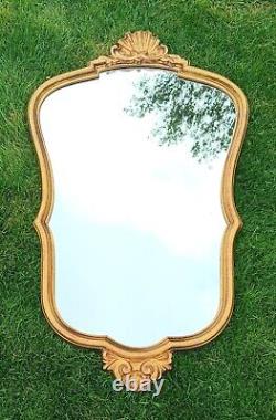 Extremely Pretty Mid Size Gold Framed Vintage French Mirror Louis XV Style