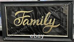 FAMILY black & gold wall art liquid art & black cove wooden frame picture