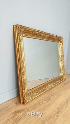 Fabulous! Large Gilt Gold Framed Bevel Edged Mantle Wall Mirror 3'6x2'6