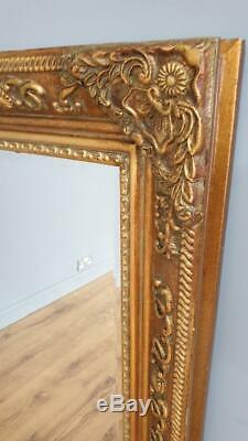 Fabulous! Large Gilt Gold Framed Bevel Edged Mantle Wall Mirror 3'6x2'6