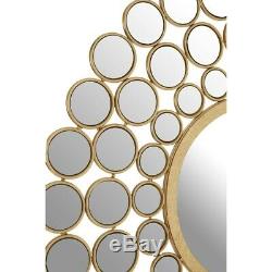 Faiza Solar Circles Wall Mirror Round Gold Metallic Art Deco Metal Hanging New