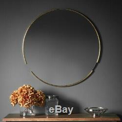 Fitzroy Large Round Modern Mirror Gold Metal Frame Sleek Wall