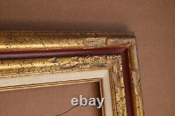 Frame 16 x 20 Vintage MCM Wood Frame Hand Carved Wall Frame Burgundy Frame