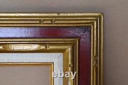 Frame 20x24 Vintage MCM Wood Burgundy Gold Hand Carved Wall Picture Frame