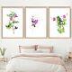 Framed Pink purple Floral Leaves Gold effect Wall Art Print Picture Set Of 3