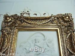 Framed Stone Wall Plaque 3D stone compound resin, Three Angels gold frame