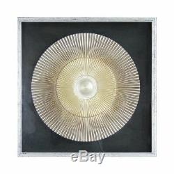 Framed round carving, two tone gold, wall art