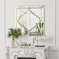 Frameless Wall Decor Hanging Mirror Bathroom Fireplace Mirrors Golden Rim Edging