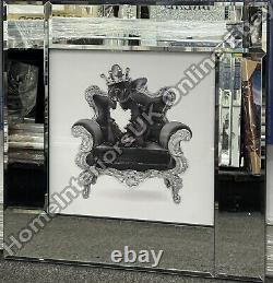 French Bulldog silver crown Victorian chair liquid art & mirror frame pictures