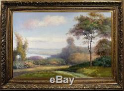 French Country Landscape with Antique Gold Frame, for Living Room Wall Decor