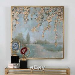 French Farmhouse XXL 37 Peaceful Hand Painted Canvas Gold Leaf Frame Wall Art