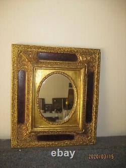 French Gold Ornate Gilt Frame Oval Wall Mirror 16 x 14