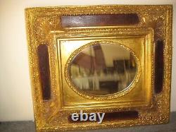 French Gold Ornate Gilt Frame Oval Wall Mirror 16 x 14