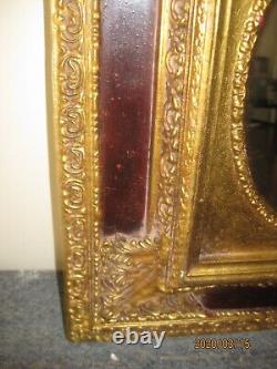 French Gold Ornate Gilt Frame Oval Wall Mirror 16 x 14