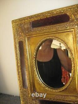 French Gold Ornate Gilt Frame Oval Wall Mirror 16 x 14