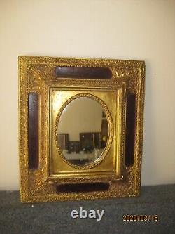 French Gold Ornate Gilt Frame Oval Wall Mirror 16 x 14