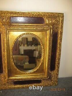 French Gold Ornate Gilt Frame Oval Wall Mirror 16 x 14