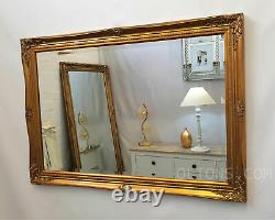 French Style Ornate Vintage Antique Design Bevelled Wall Mirror 60x90cm Gold