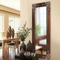 Full Length 63-in Wall Mirror with Quality Wood Frame and Antique Silver Gold Ac