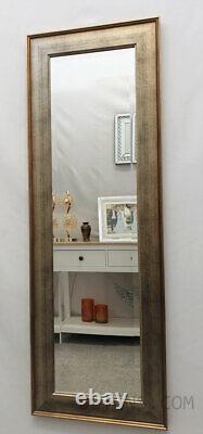 Full Length Antique Silver Gold Classic Wood Frame Wall Mirror Bevelled 132x46cm