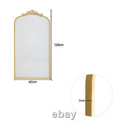 Full Length Wall Mirror Arch Metal Frame Ornate Wall Leaning Mirror Floral Decor