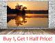 GOLDEN LAKES SUNSET SCENERY CANVAS WALL ART Framed YELLOW NATURE PICTURE PRINT
