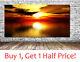 GOLD LAKE SUNSET SCENERY CANVAS WALL ART Framed YELLOW NATURE PICTURE PRINT