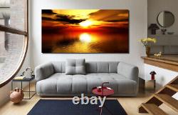 GOLD LAKE SUNSET SCENERY CANVAS WALL ART Framed YELLOW NATURE PICTURE PRINT