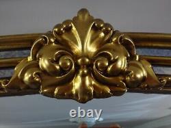 Gilt Over Mantle Mirror Bevelled Edge Wooden Frame with Mirrored Inserts
