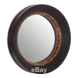 Gina Wall Mirror Wood Frame Black & Gold Shabby Chic Style