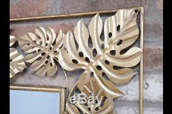 Glamorous Gold Leaf Wall Mirror Botanical Gold Leaf Design Large Rectangle