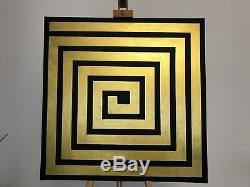 Gold And Black Acrylic Painting on Canvas Handmade Original Gold Art Wall Home