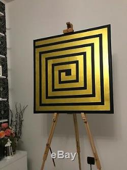 Gold And Black Acrylic Painting on Canvas Handmade Original Gold Art Wall Home