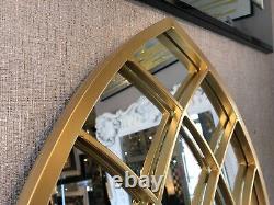 Gold Arched Window Style Wall Mirror Metal Frame Design 110x50cm-New