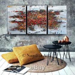 Gold Brown Contemporary Wall Art Abstract Painting on Canvas Original by Nandita