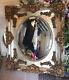Gold Colour Heavily Decorated Wood Squre Framed Oval Wall Mirror New Collection