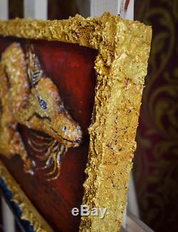 Gold Dragon painting Dragon Artwork Dragon Bas Relief wall art Wall sculpture