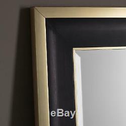 Gold Edge Black Frame Leaner Mirror Large Glass Wall Free Standing Leaner Mirror
