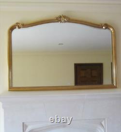 Gold Framed Wall Mirror Large 52 X 39 Ornate Overmantle Rectangular Arch
