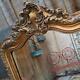 Gold Gilt French Louis Vintage Antique Ornate OVERMANTEL Full Length Wall Mirror