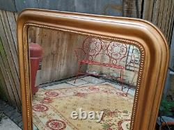 Gold Gilt French Louis Vintage Antique Ornate OVERMANTEL Tall Wall Frame Mirror