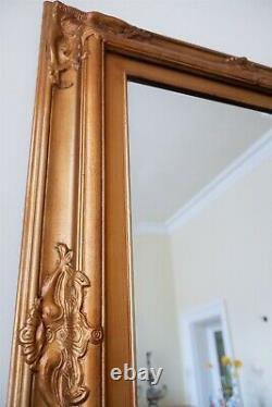 Gold Gilt French Louis Vintage Antique Rustic Ornate OVERMANTEL Bevel Mirror