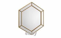 Gold Hexagonal Frame Wall Mirror W80cm x D2cm x H80xm OPERA