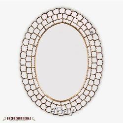 Gold Large Oval Wall Mirror 36x28, Gold Wood Framed Wall Oval Mirror from Peru