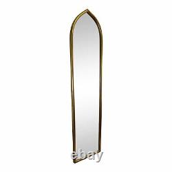 Gold Metal Arched Tall Wall Hanging Mirror 127x30cm Glitter Finish