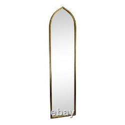 Gold Metal Arched Tall Wall Hanging Mirror 127x30cm Glitter Finish