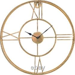 Gold Metal Double Framed Round Wall Clock